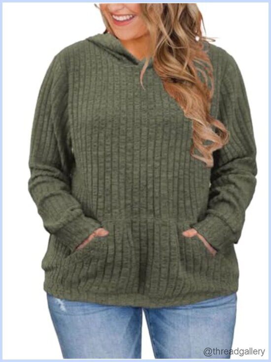 Other - Plus Size Hoodie Kangaroo Pocket Loose Fit Casual Sweatshirt